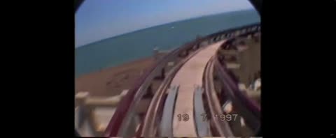 1997 video still from the Runaway Coaster
