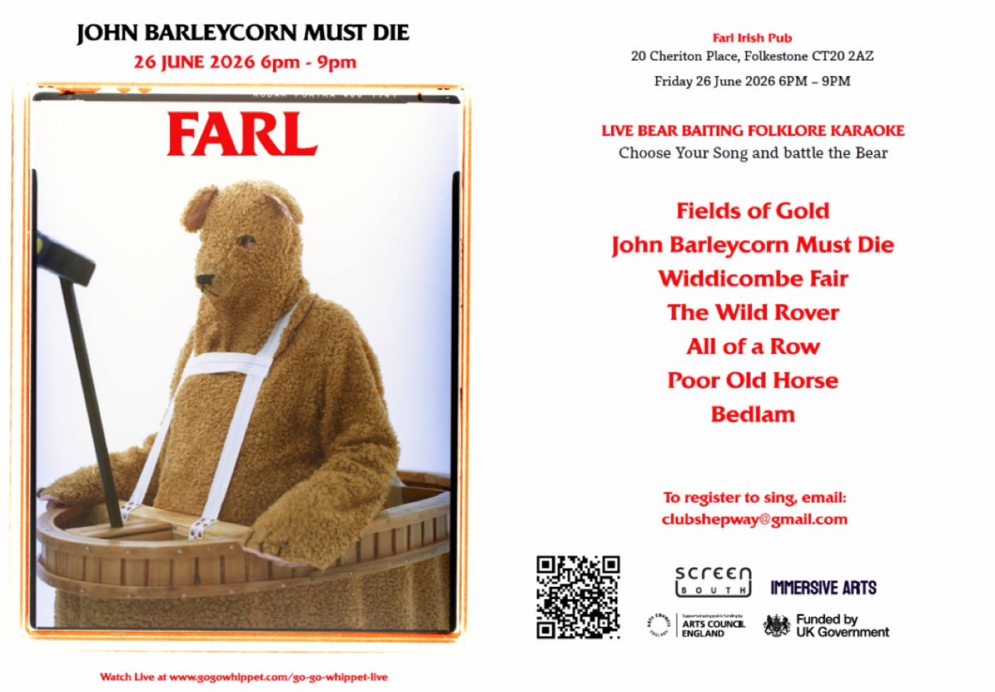 John Barleycorn Must Die programme sheet