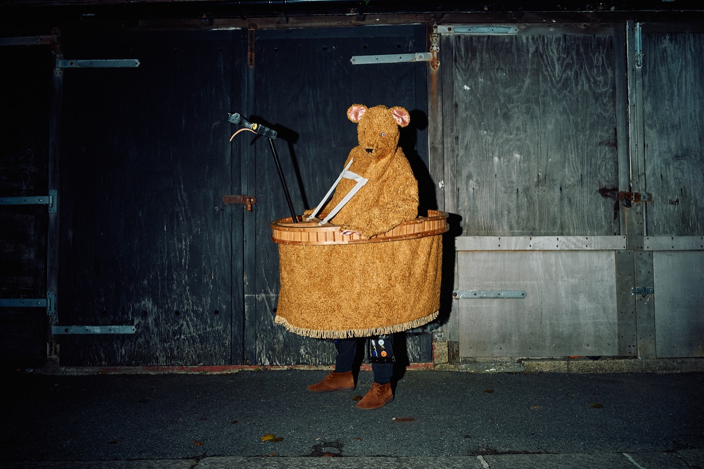 The Bear outside shuttered premises near the Mariner